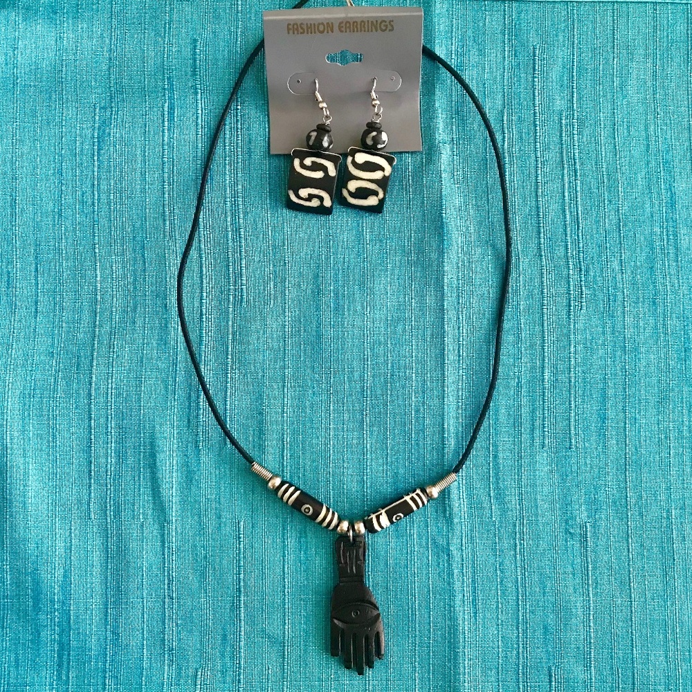 Evil Eye Arm Necklace and Earrings Bundle